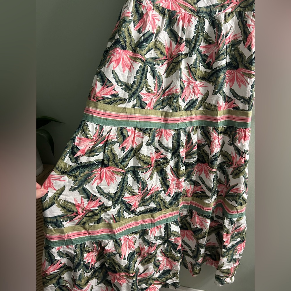 NWT loft floral paradise tiered maxi dress linen - Picture 6 of 8